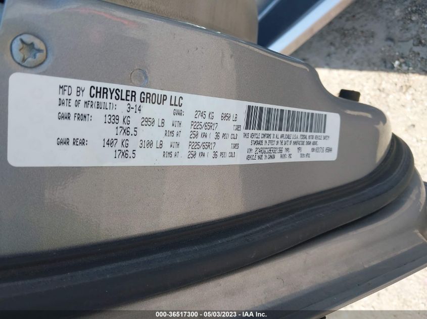 2014 DODGE GRAND CARAVAN SXT - 2C4RDGCG9ER321366