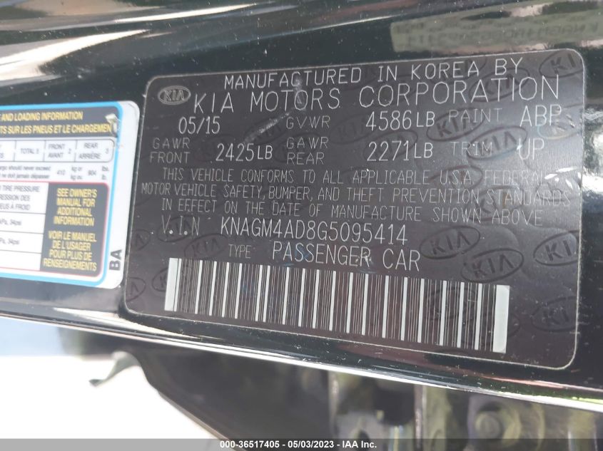 2016 KIA OPTIMA HYBRID - KNAGM4AD8G5095414