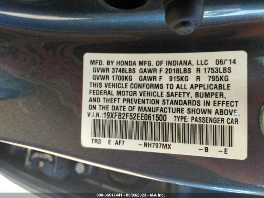 2014 HONDA CIVIC SEDAN LX - 19XFB2F52EE061500