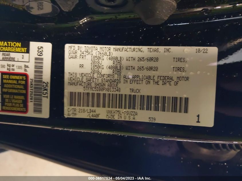 2023 TOYOTA TUNDRA 4WD 1794 EDITION HYBRID - 5TFMC5DB0PX013348