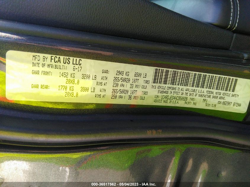 2017 DODGE DURANGO CITADEL - 1C4RDJEG4HC950928