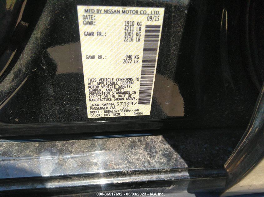 2015 NISSAN ALTIMA 2.5 S - 1N4AL3AP4FC571447
