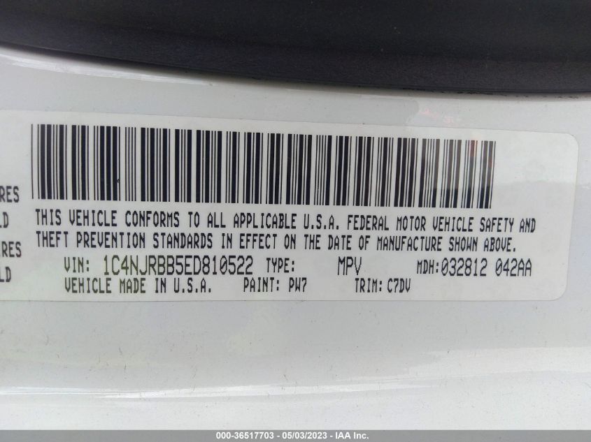 2014 JEEP PATRIOT SPORT - 1C4NJRBB5ED810522