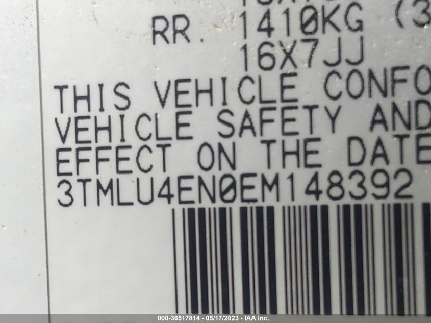 2014 TOYOTA TACOMA - 3TMLU4EN0EM148392