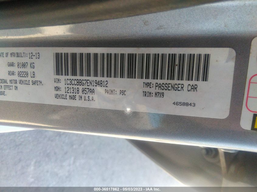 2014 CHRYSLER 200 TOURING - 1C3CCBBG7EN194812
