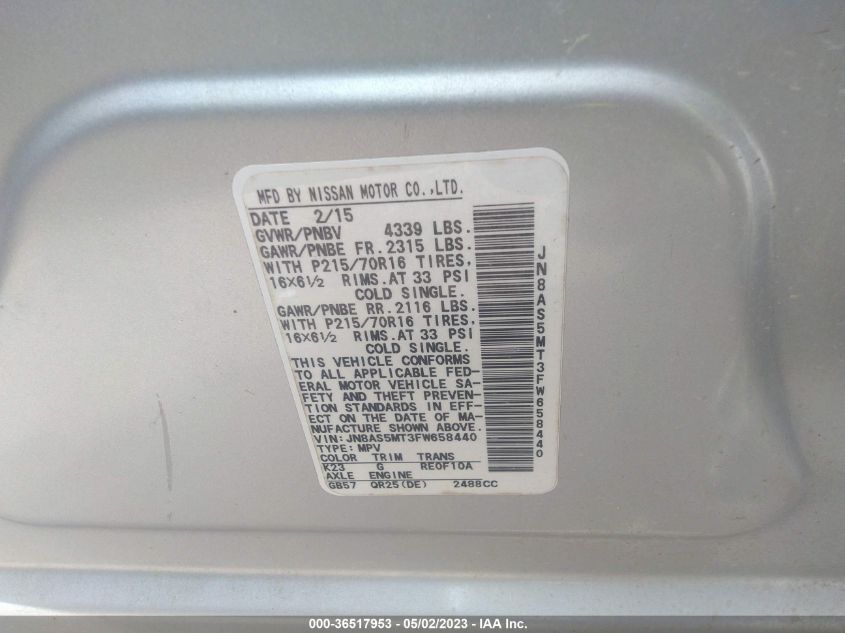 2015 NISSAN ROGUE SELECT S - JN8AS5MT3FW658440