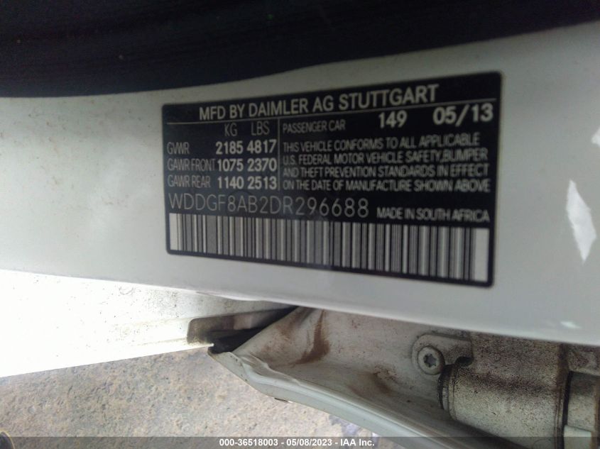 2013 MERCEDES-BENZ C-CLASS C 300 - WDDGF8AB2DR296688