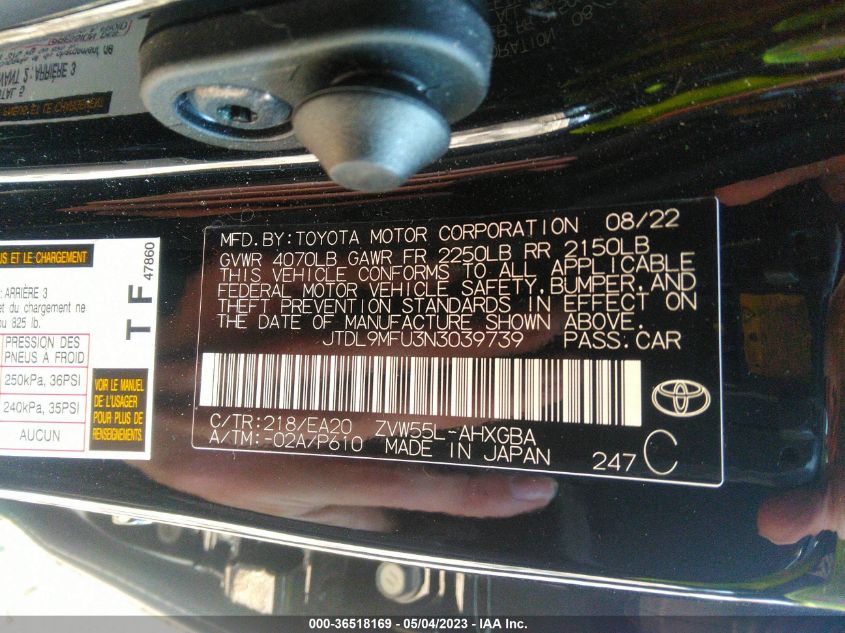 2022 TOYOTA PRIUS LE/XLE/NIGHTSHADE - JTDL9MFU3N3039739