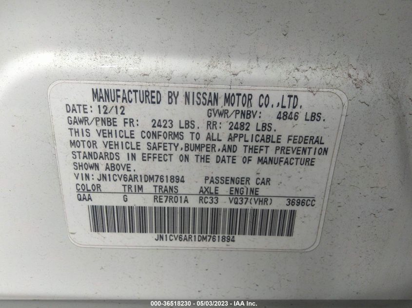 2013 INFINITI G37 SEDAN X - JN1CV6AR1DM761894