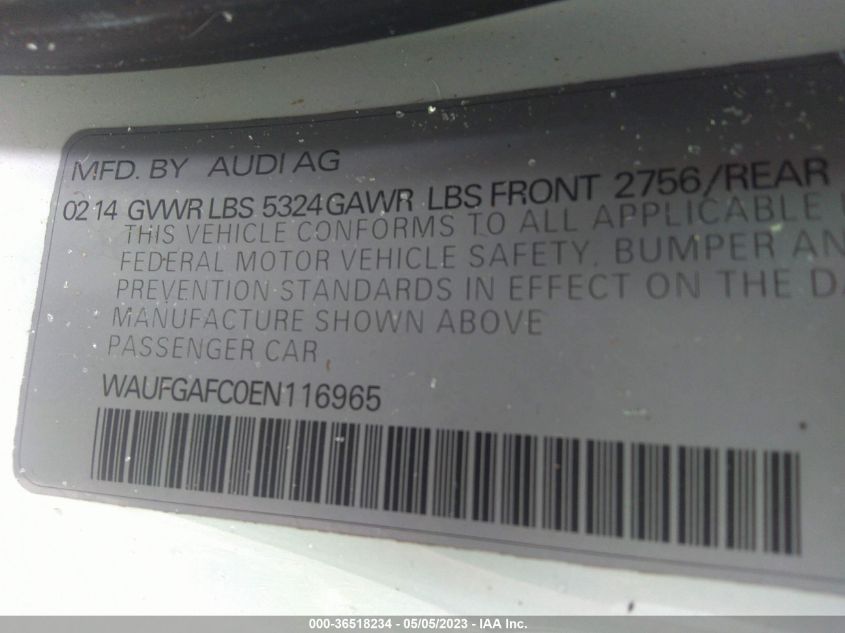 2014 AUDI A6 3.0T PREMIUM PLUS - WAUFGAFC0EN116965