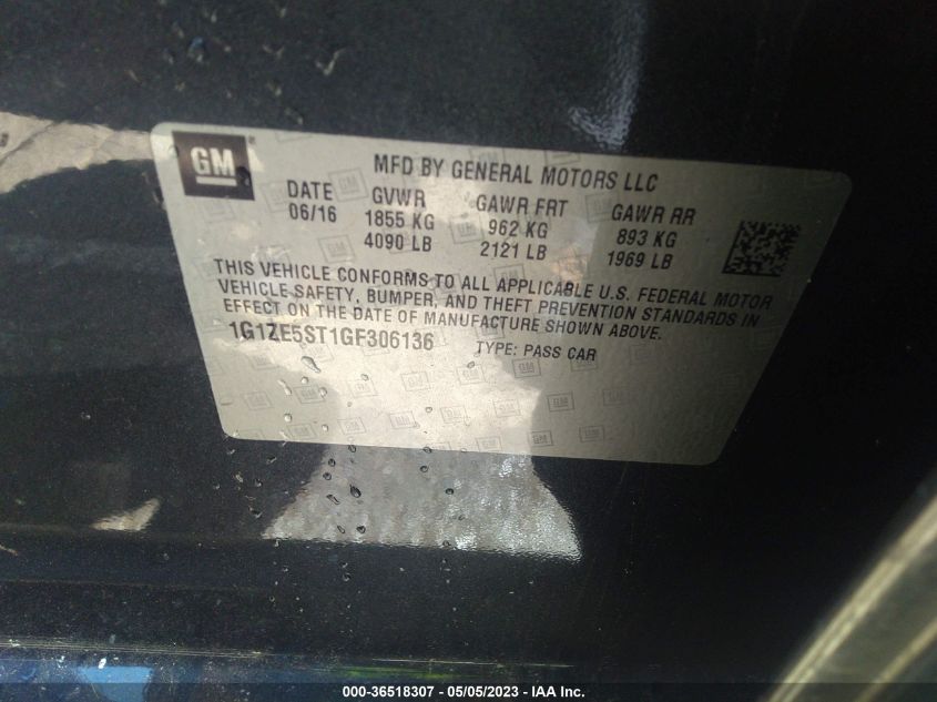 2016 CHEVROLET MALIBU LT - 1G1ZE5ST1GF306136