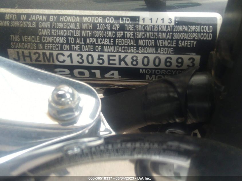 2014 HONDA CMX250 C JH2MC1305EK800693