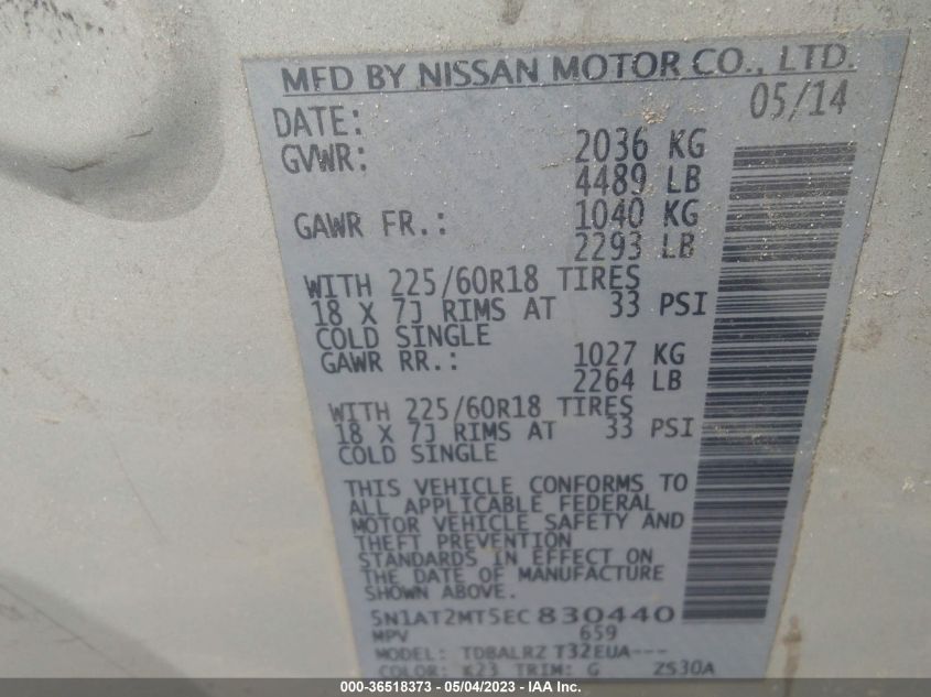 2014 NISSAN ROGUE SL - 5N1AT2MT5EC830440