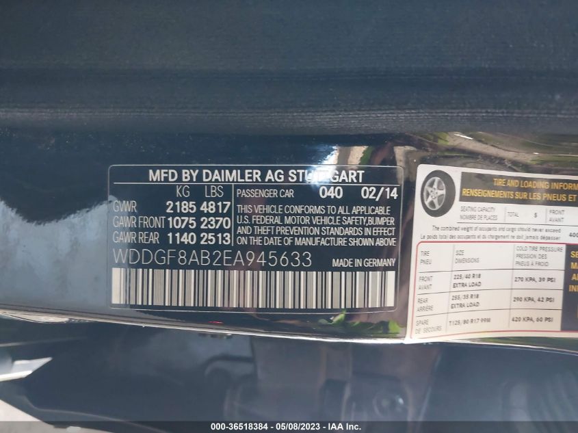 VIN WDDGF8AB2EA945633 2014 MERCEDES-BENZ C-CLASS no.9