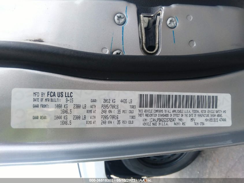 2016 JEEP PATRIOT SPORT - 1C4NJPBA2GD576547