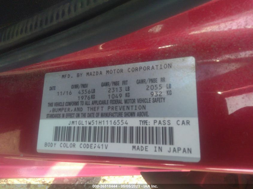 2017 MAZDA MAZDA6 GRAND TOURING - JM1GL1W51H1116554