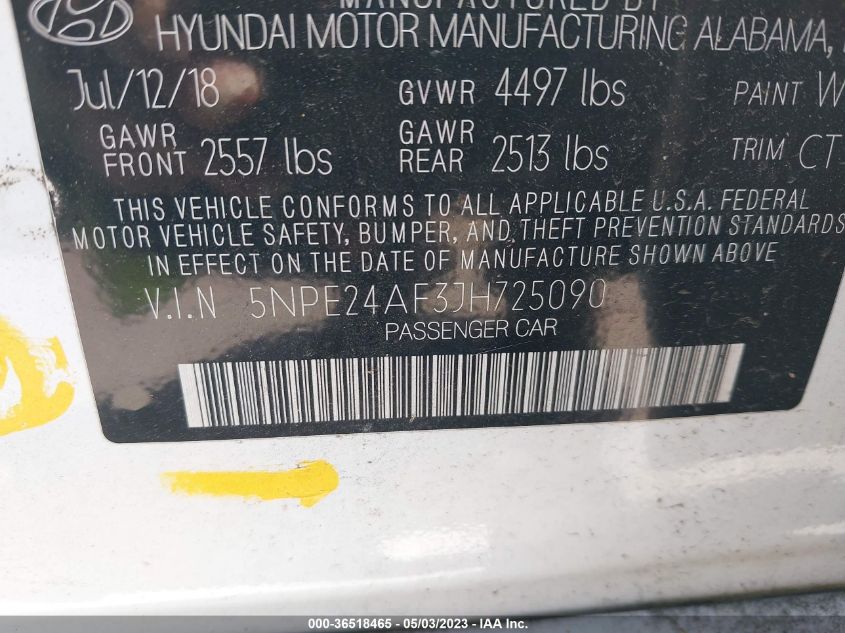 2018 HYUNDAI SONATA SE - 5NPE24AF3JH725090