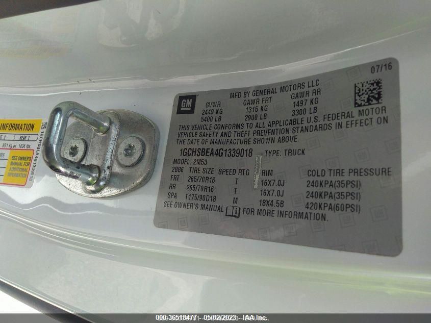 2016 CHEVROLET COLORADO 2WD WT - 1GCHSBEA4G1339018