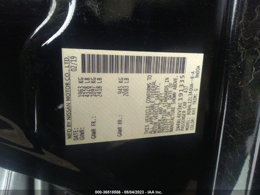 2019 NISSAN ALTIMA 2.5 SL - 1N4BL4EV3KC191335