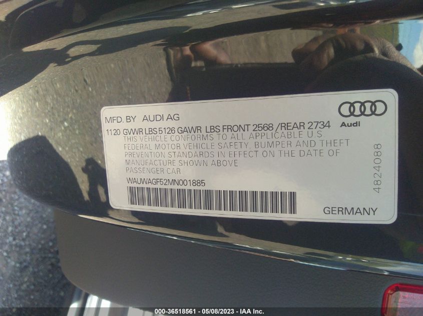 2021 AUDI A5 CABRIOLET PREMIUM PLUS - WAUWAGF52MN001885