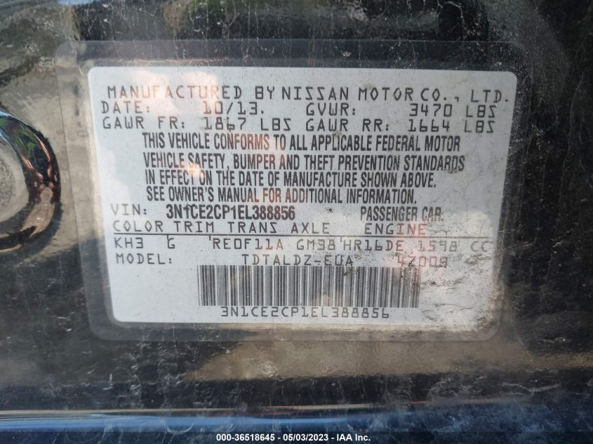 2014 NISSAN VERSA NOTE SV - 3N1CE2CP1EL388856