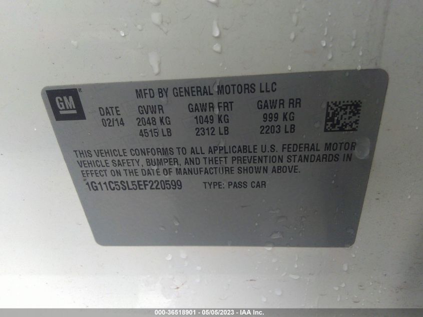 2014 CHEVROLET MALIBU LT - 1G11C5SL5EF220599