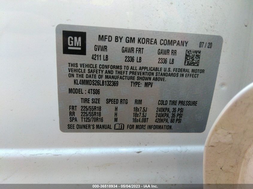 2020 BUICK ENCORE GX SELECT - KL4MMDS26LB132369