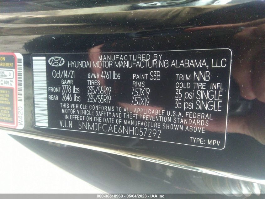 2022 HYUNDAI TUCSON SEL - 5NMJFCAE6NH057292