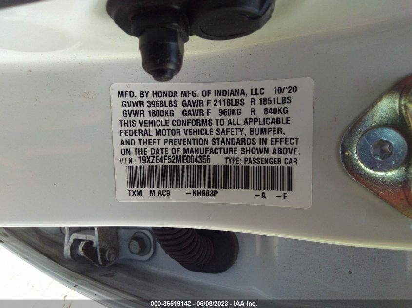 2021 HONDA INSIGHT EX - 19XZE4F52ME004356
