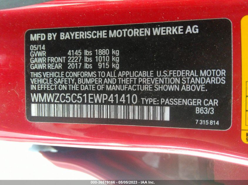 2014 MINI COOPER COUNTRYMAN S - WMWZC5C51EWP41410