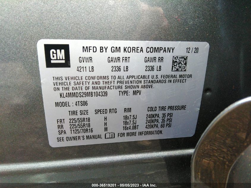 2021 BUICK ENCORE GX SELECT - KL4MMDS29MB104339