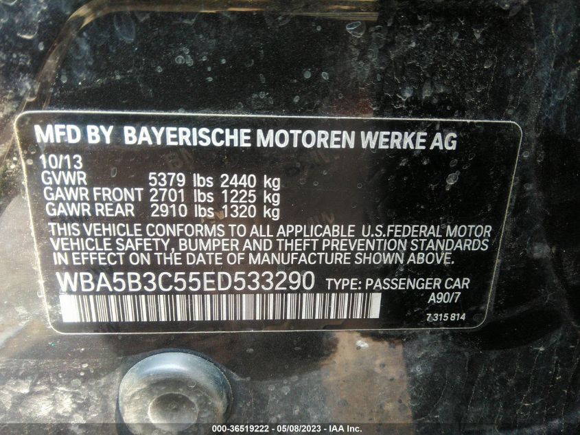 2014 BMW 535I XDRIVE - WBA5B3C55ED533290