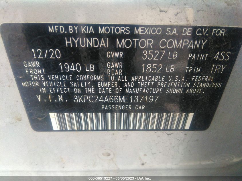 2021 HYUNDAI ACCENT SE - 3KPC24A66ME137197
