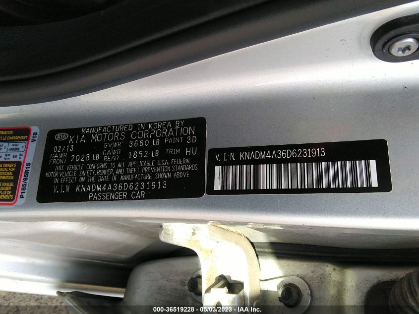 2013 KIA RIO LX - KNADM4A36D6231913