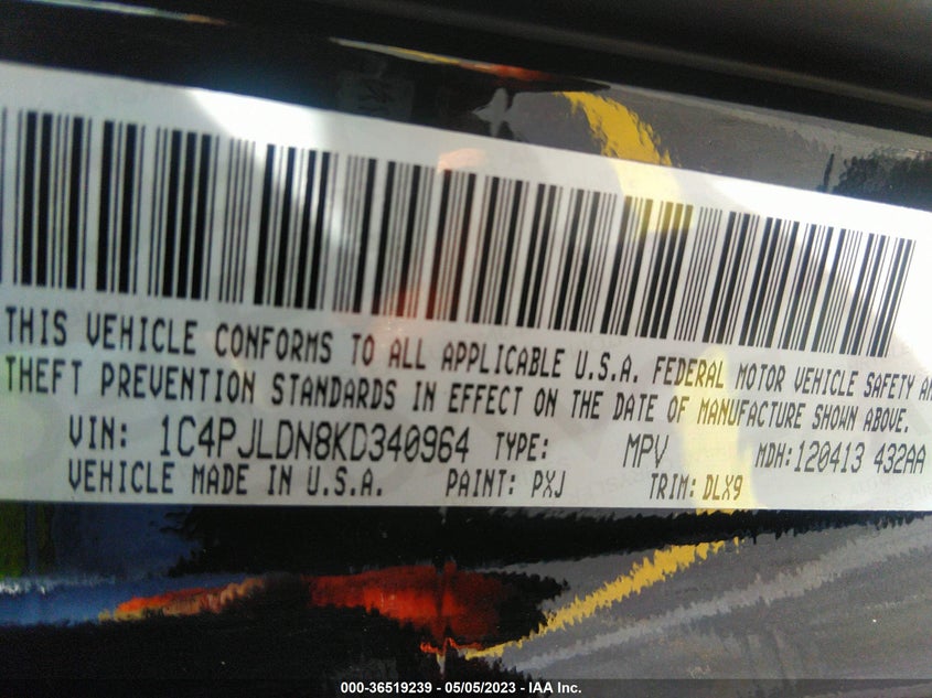 VIN 1C4PJLDN8KD340964 2019 JEEP CHEROKEE HIGH ALTITUDE