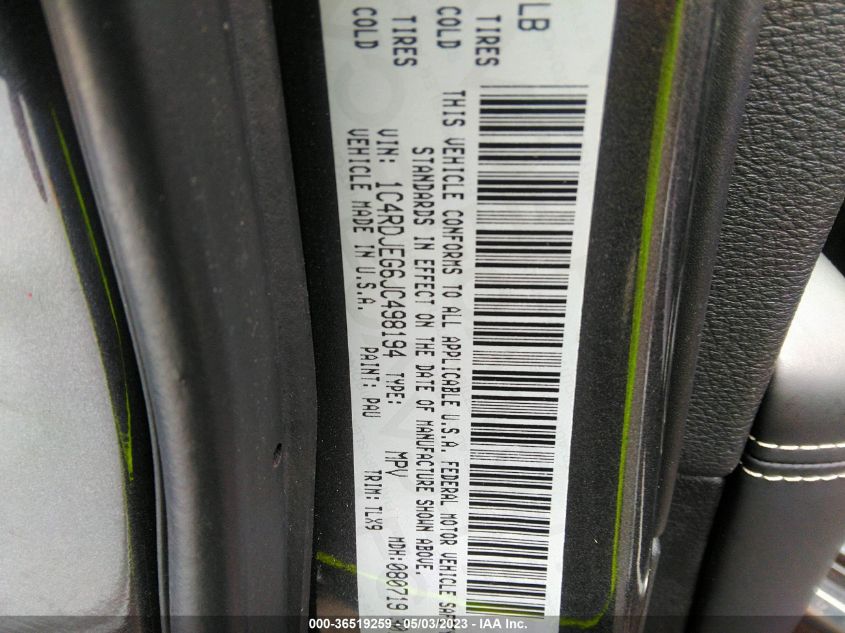 2018 DODGE DURANGO CITADEL - 1C4RDJEG6JC498194