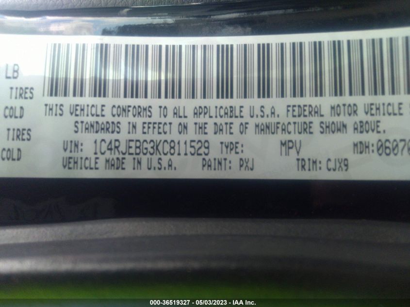 2019 JEEP GRAND CHEROKEE LIMITED - 1C4RJEBG3KC811529