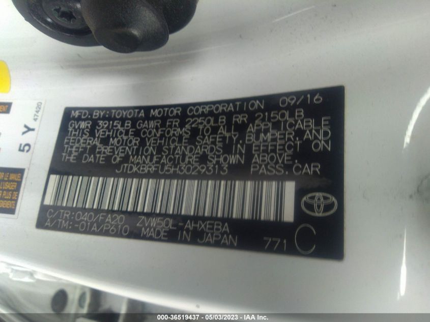 2017 TOYOTA PRIUS TWO/TWO ECO/THREE - JTDKBRFU5H3029313