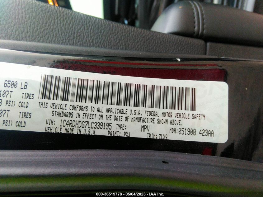 2020 DODGE DURANGO GT PLUS - 1C4RDHDG7LC339195