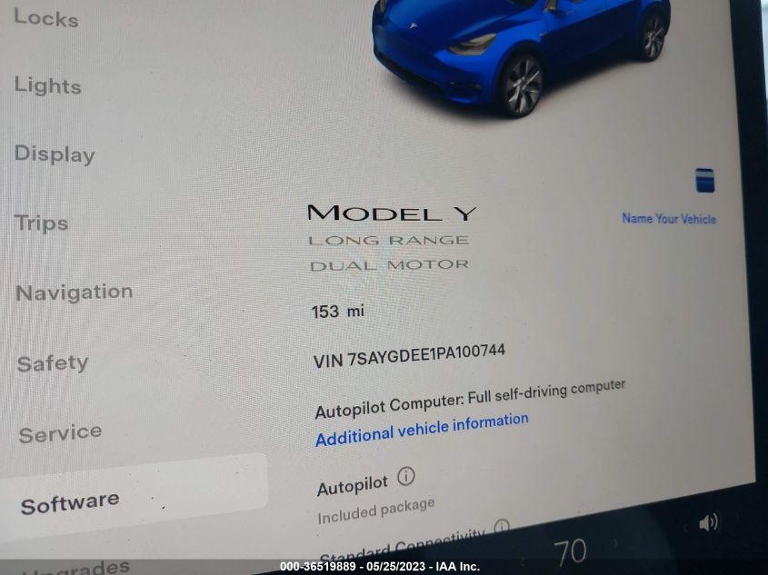 2023 TESLA MODEL Y LONG RANGE - 7SAYGDEE1PA100744
