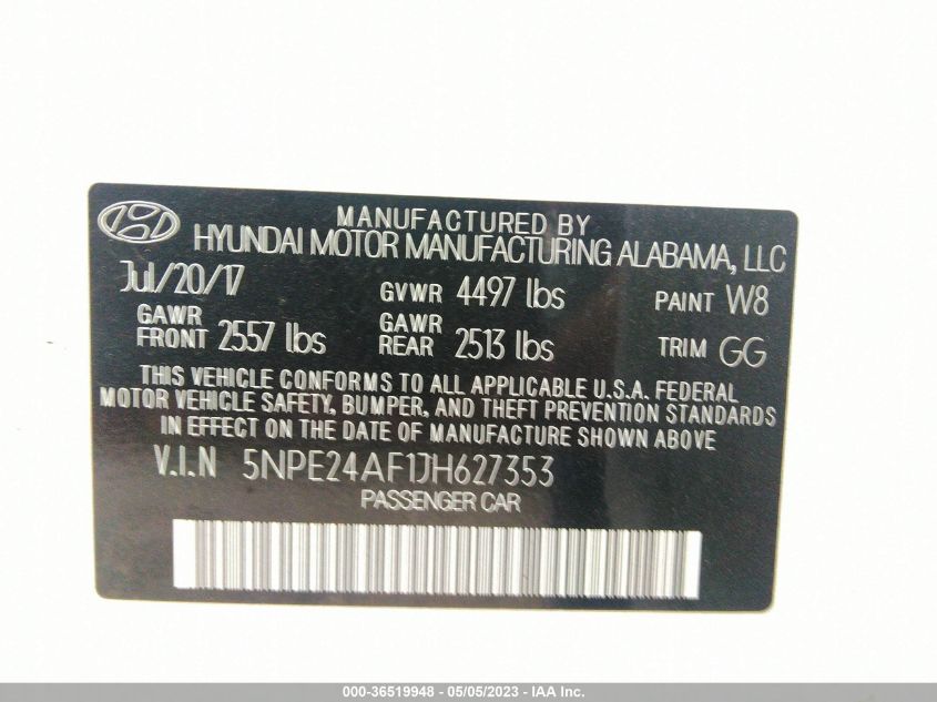 2018 HYUNDAI SONATA SE - 5NPE24AF1JH627353