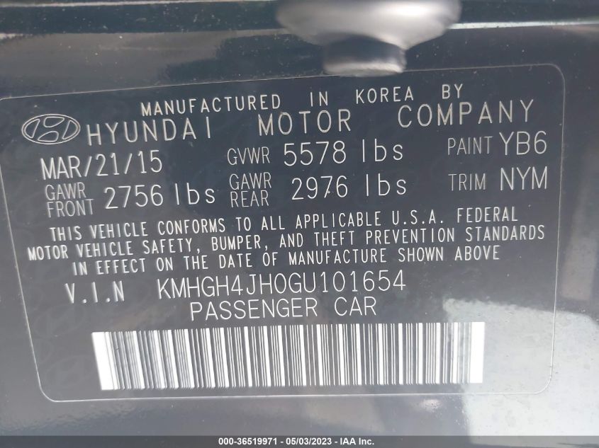 2016 HYUNDAI EQUUS ULTIMATE KMHGH4JH0GU101654