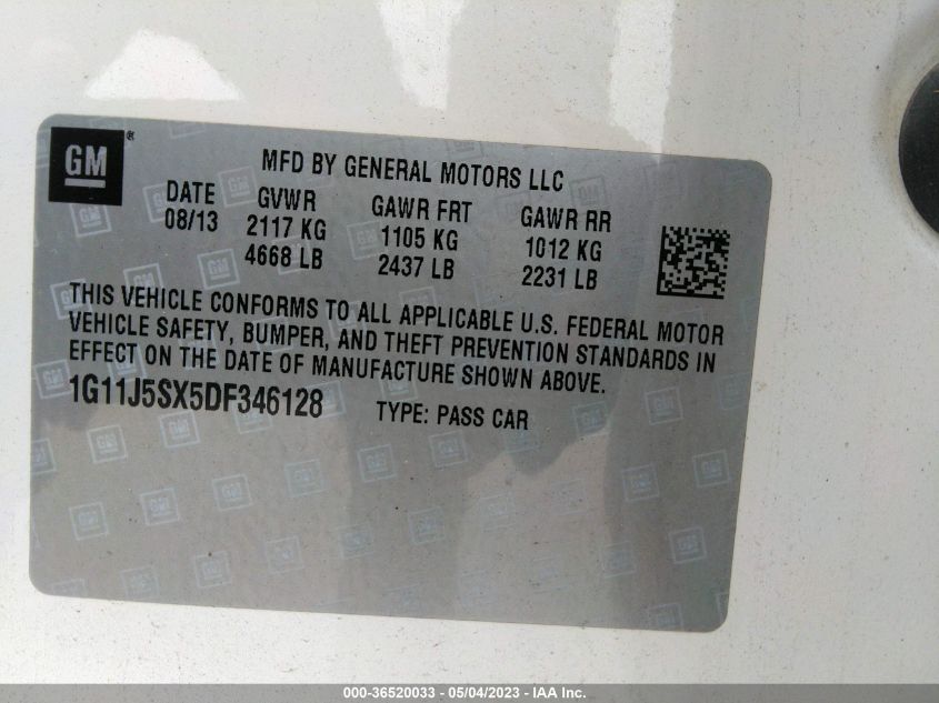 2013 CHEVROLET MALIBU LTZ - 1G11J5SX5DF346128