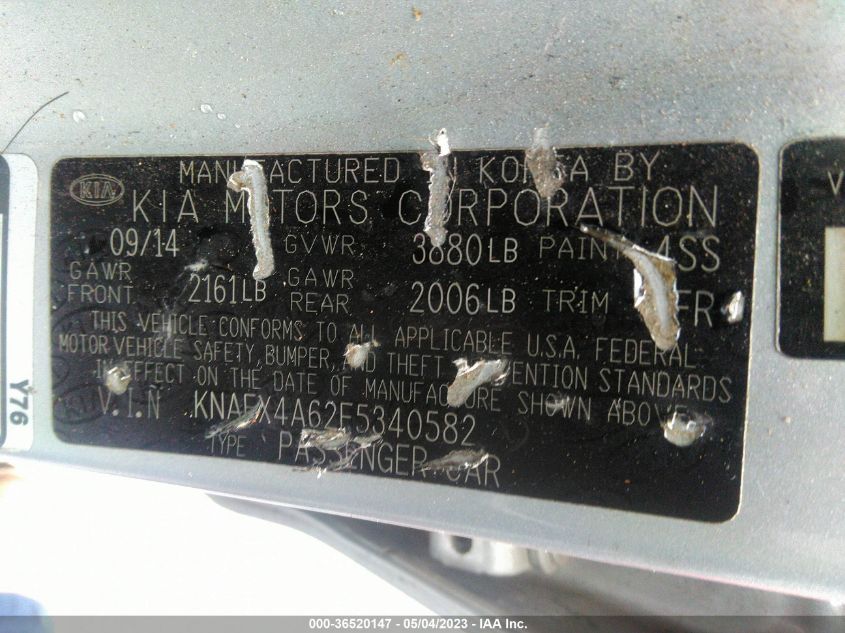 2015 KIA FORTE LX - KNAFX4A62F5340582