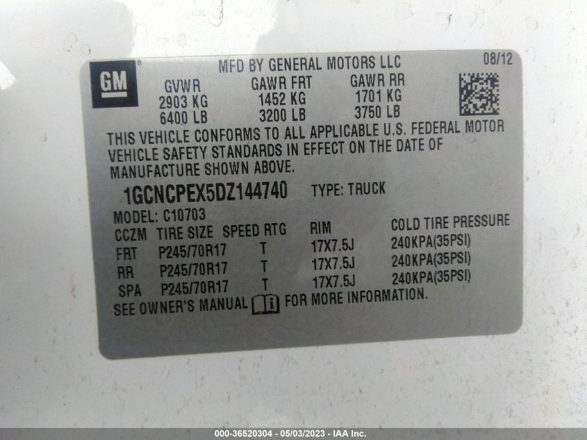 2013 CHEVROLET SILVERADO 1500 WORK TRUCK - 1GCNCPEX5DZ144740