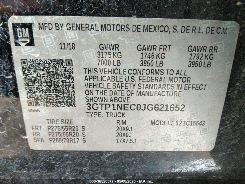 2018 GMC SIERRA 1500 SLT - 3GTP1NEC0JG621652