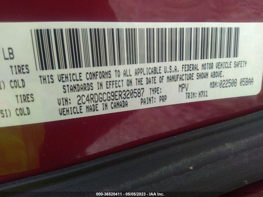 2014 DODGE GRAND CARAVAN SXT - 2C4RDGCG9ER320587