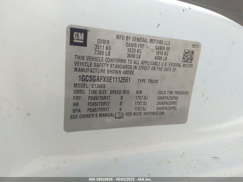 2014 CHEVROLET EXPRESS CARGO VAN - 1GCSGAFX6E1112561