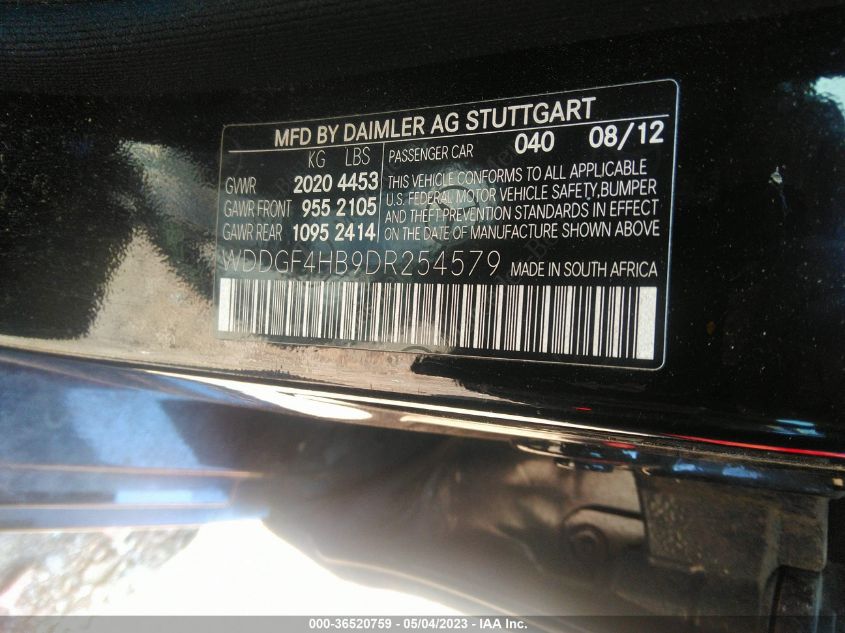 2013 MERCEDES-BENZ C-CLASS C 250 - WDDGF4HB9DR254579