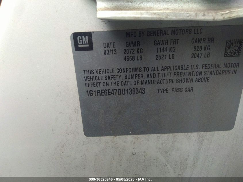 2013 CHEVROLET VOLT - 1G1RE6E47DU138343